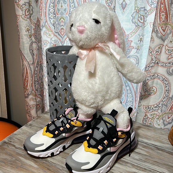 Nike Air Max 270 React Particle Grey-Arctic Pink-Sulfur Sneakers - 5.5Y - New - Picture 2 of 10